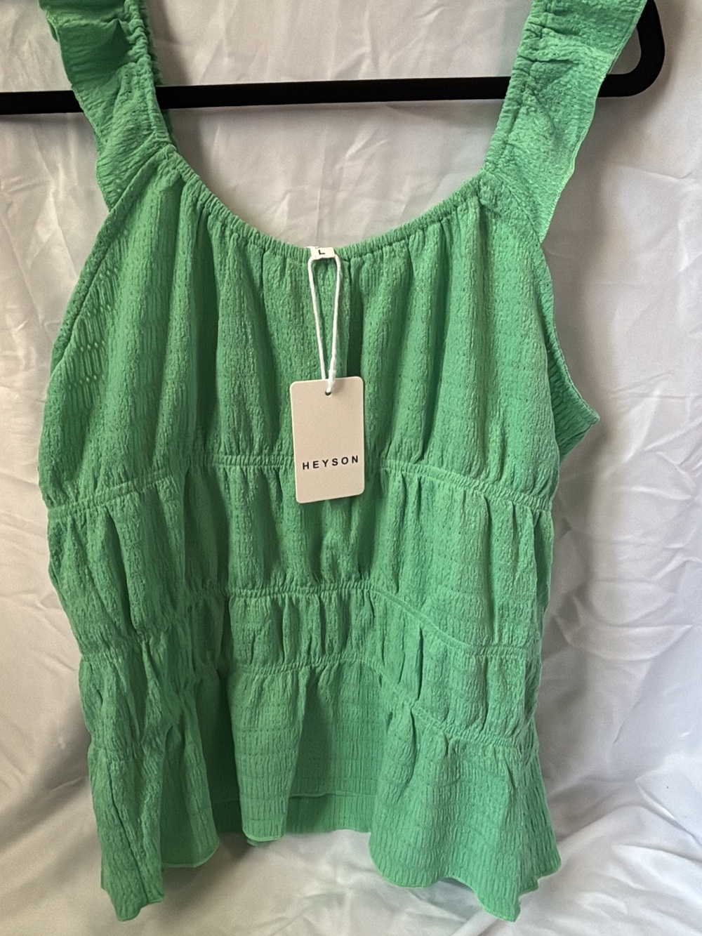 Heyson Mint Green Textured Ruffle Tank